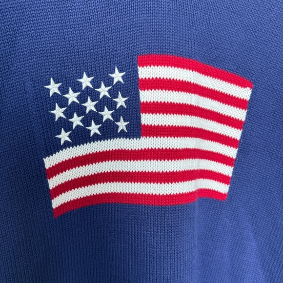 NWT! BRIT.NY Women's American Flag 1X Blue Pullover Sweater Hoodie Long Sleeve - Picture 4 of 10